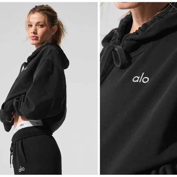 Alo Yoga Accolade Hoodie (Black) Size S - Picture 2 of 5